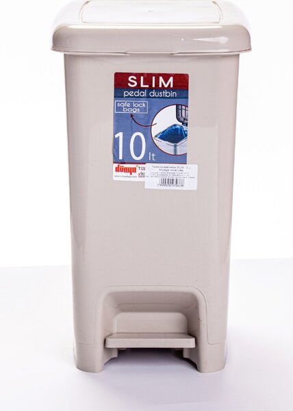 DÜNYA Pedálos szemetes SLIM 10 L bézs 35x20x28 cm