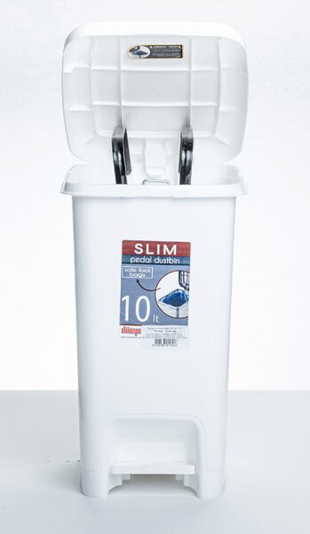 DÜNYA Pedálos slim szemetes fehér színben 10 L 35x20x28 cm