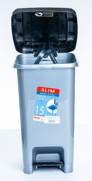 SLIM Pedálos szemetes 15 L kivehető betéttel szürke 39x31x23 cm