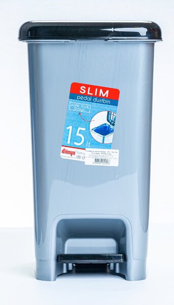 SLIM Pedálos szemetes 15 L kivehető betéttel szürke 39x31x23 cm