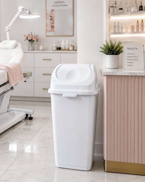 DÜNYA Billenős slim szemetes fehér színben 50 L 68,5x31,5x39,5 cm