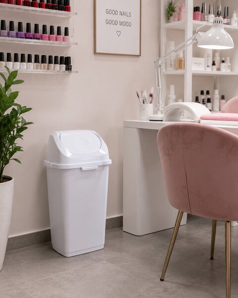 DÜNYA Billenős slim szemetes fehér színben 18 L 45,5x29x23,5 cm