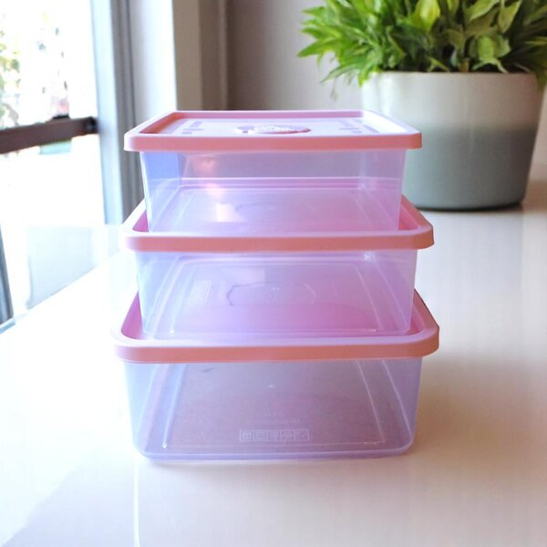 Multibox ételtároló szett 3 részes pink tetővel
