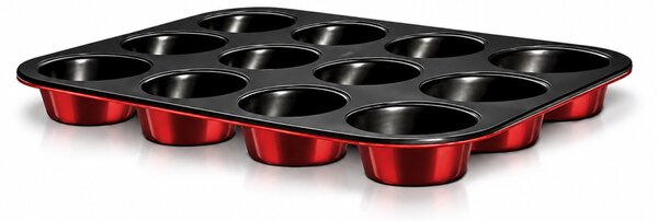 BERLINGER HAUS METALLIC Muffinsütő forma 4x35,5x27 cm bordó-fekete