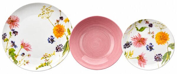 Tognana Audrey Madison 18 részes porcelán étkészlet 6 személyre színes virágmintás