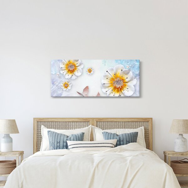 Kép - Kompozíció virágokkal és pillangókkal (120x50 cm)
