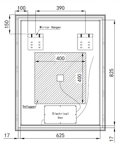Fekete keretes Loft stílusú LED tükör 70x90cm | Páramentesítő - Óra - Fényerő és színhőmérséklet szabályozás | Welland Luxury-Line Loft G1102