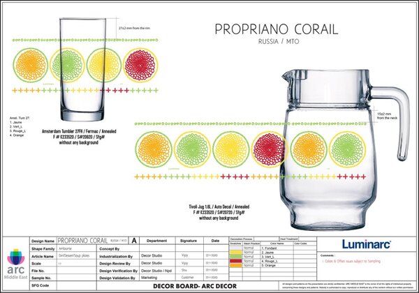 LUMINARC Propriano Corail kancsó 6 darab pohárral üveg