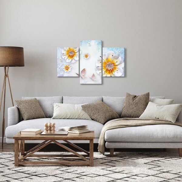 Kép - Kompozíció virágokkal és pillangókkal (90x60 cm)