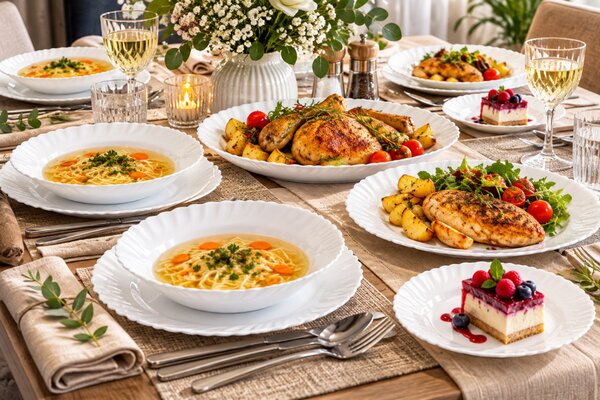 Luminarc Feston Plus 18 részes étkészlet 6 személyre fehér üveg