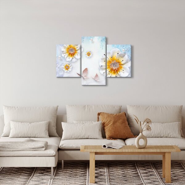 Kép - Kompozíció virágokkal és pillangókkal (90x60 cm)