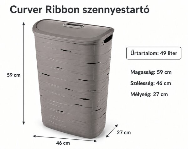 CURVER RIBBON Szennyestartó 49 L szürke műanyag 59x27x46 cm