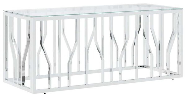 Modern Dohányzóasztal - Üveg és Rozsdamentes Acél - 110x45x45 cm