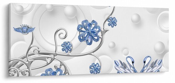 Kép - kék hattyúk (120x50 cm)