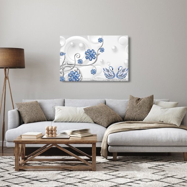 Kép - kék hattyúk (90x60 cm)