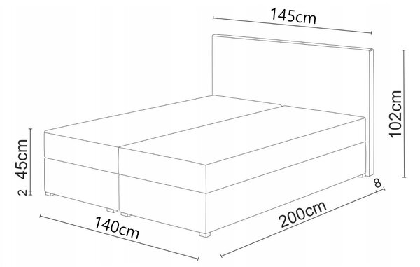 Franciaágy Boxspring 140x200 cm Waller (ágyráccsal és matraccal) (bézs)