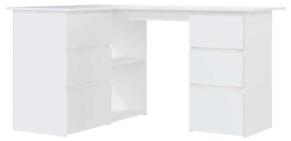 Fehér forgácslap sarok íróasztal 145 x 100 x 76 cm