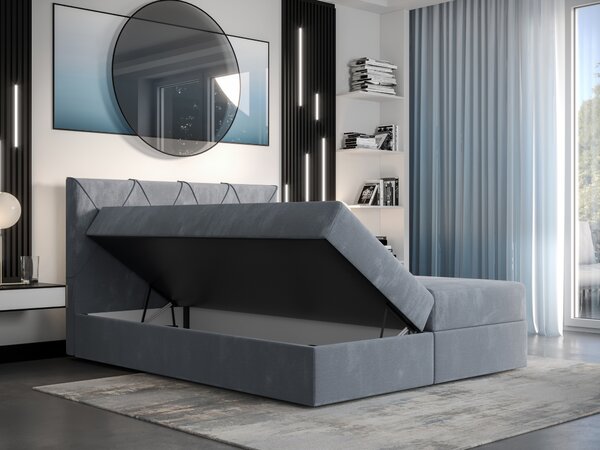 Franciaágy Boxspring 140 cm Athena (oliva) (matraccal és tárolóhellyel)