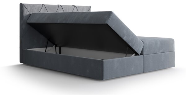 Franciaágy Boxspring 140 cm Athena (oliva) (matraccal és tárolóhellyel)