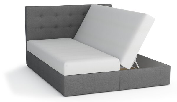 Franciaágy Boxspring 140 cm Duel 1 (bézs) (matraccal és tárolóhellyel)