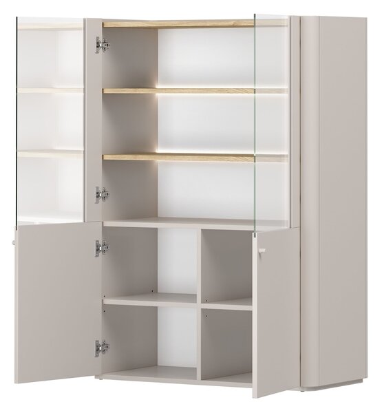 Elivo vitrines szekrény 100 cm kétajtós - kasmír / olajozott tölgy