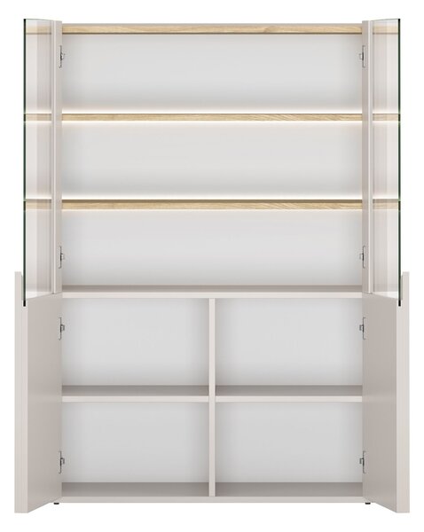 Amilio kétajtós vitrin 100 cm - kasmír / olajozott tölgy / kasmír fogantyúk