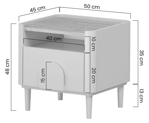 Amilio éjjeliszekrény 50 cm - eukaliptusz / baltic tölgy / natúr tölgy fogantyú