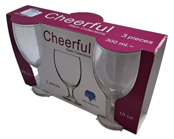 3 darabos talpas boros pohár szett üveg Cheerful (300 ml-es)