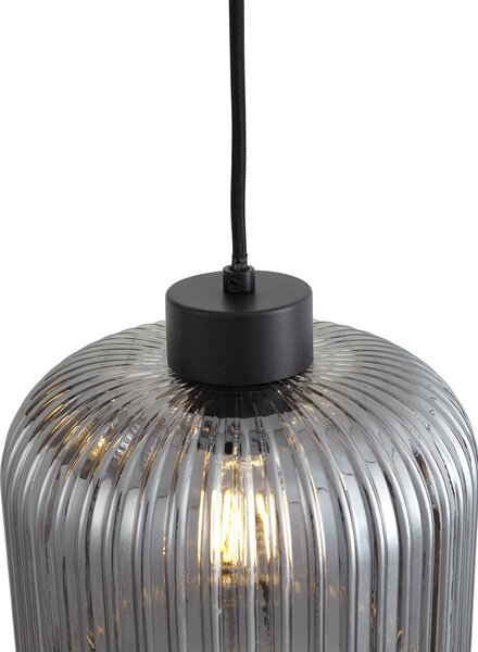 Design függőlámpa fekete füstüveggel, 3-lámpás - Ana