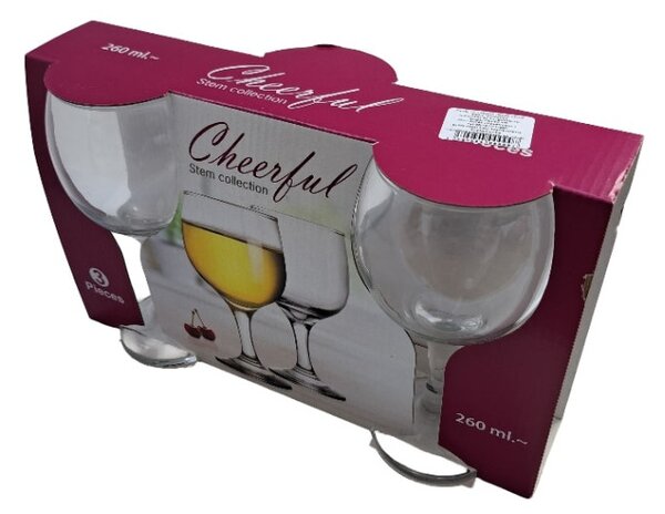 3 darabos talpas boros pohár szett üveg Cheerful (260 ml-es)