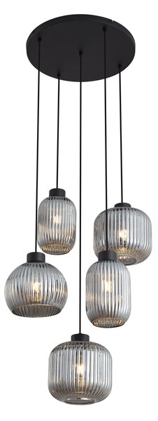 Design függőlámpa fekete füstüveggel, 5-ös - Ana