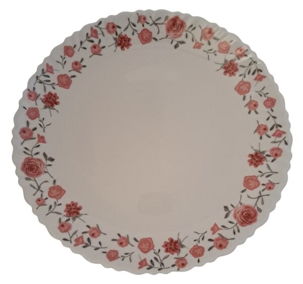 Opál lapostányér rózsás mintával (26,8 cm-es)
