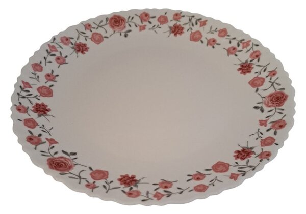 Opál lapostányér rózsás mintával (26,8 cm-es)