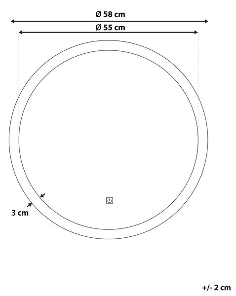 LED fürdőszobai tükör YSER 58 cm 58 cm Ezüst