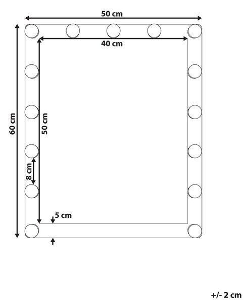 LED fürdőszobai tükör ODENAS 50 cm 60 cm Fekete