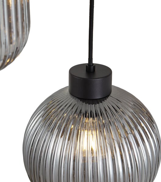 Design függőlámpa fekete füstüveggel, 6 ágú - Ana