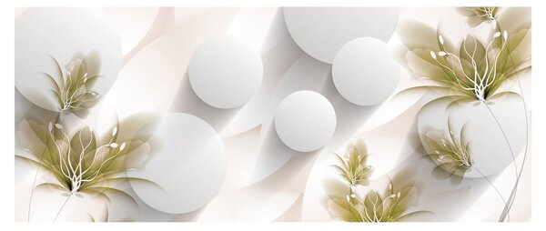 Kép - 3D körök virágokkal (120x50 cm)