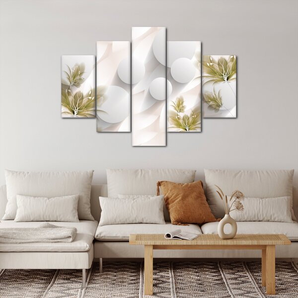 Kép - 3D körök virágokkal (150x105 cm)