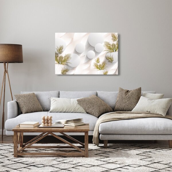 Kép - 3D körök virágokkal (90x60 cm)
