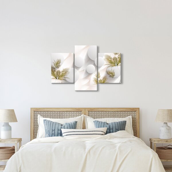 Kép - 3D körök virágokkal (90x60 cm)