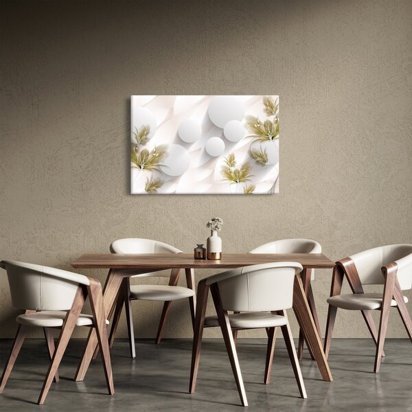 Kép - 3D körök virágokkal (90x60 cm)