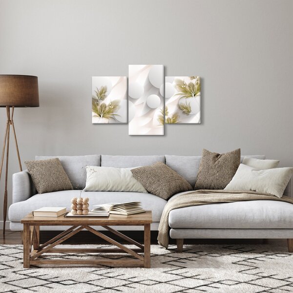 Kép - 3D körök virágokkal (90x60 cm)