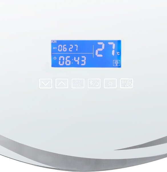 LED fürdőszobai tükör TANAY 60 cm 60 cm Beépített Bluetooth Hangszóróval Ezüst