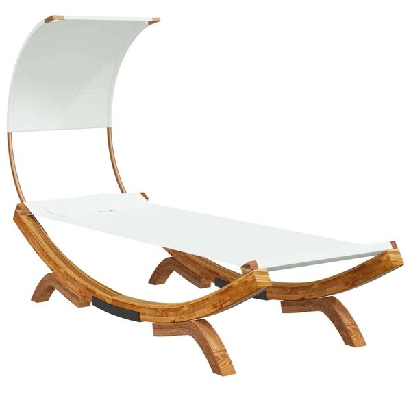 VidaXL Fa Napozóágy Baldachinnal - Krémszínű - 200cm