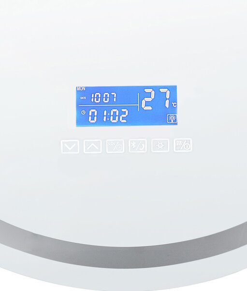 LED fürdőszobai tükör BROGNON 60 cm 60 cm Beépített Bluetooth Hangszóróval Ezüst