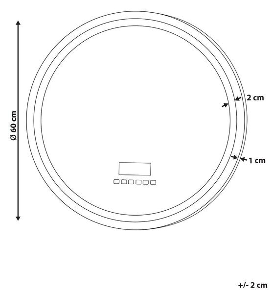 LED fürdőszobai tükör BROGNON 60 cm 60 cm Beépített Bluetooth Hangszóróval Ezüst