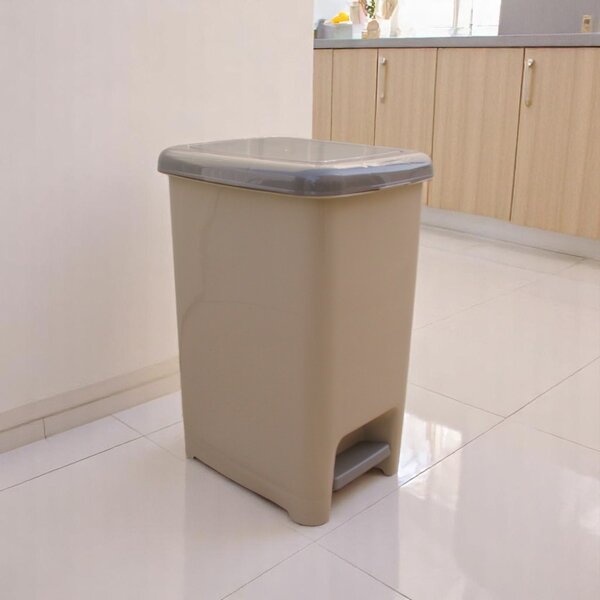DÜNYA Pedálos slim szemetes bézs színben 25 L 46x25x37 cm