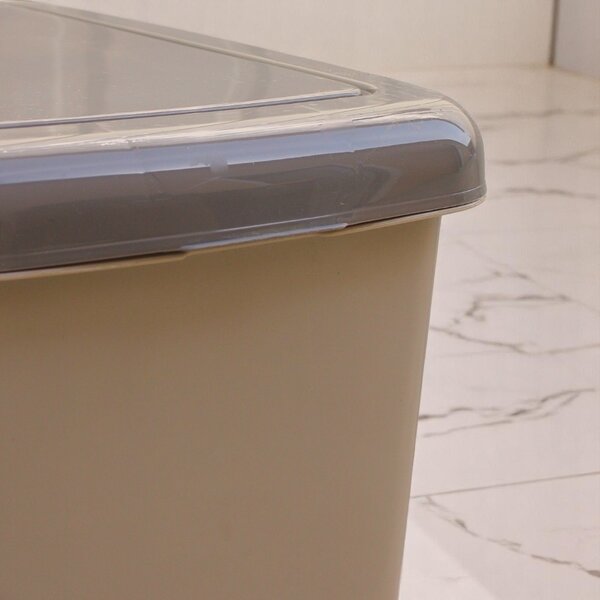 DÜNYA Pedálos slim szemetes bézs színben 25 L 46x25x37 cm