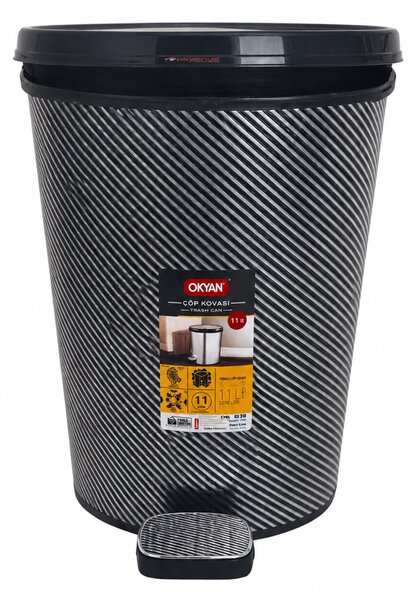 Pedálos szemetes kivehető betéttel 11 L ezüst-fekete 34x29,5x34 cm