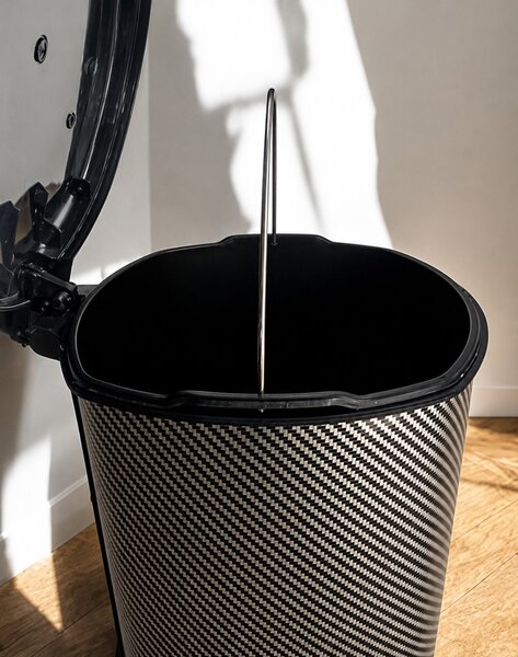 Pedálos szemetes kivehető betéttel 11 L ezüst-fekete 34x29,5x34 cm